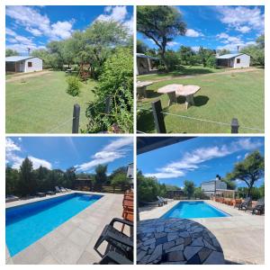 un collage de fotos con una piscina y una casa en Susurro de Montaña, en San Lorenzo