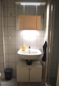 a bathroom with a sink and a mirror at Gemütliche Ferienwohnung - Prein an der Rax in Prein an der Rax
