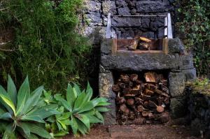 a pile of fire wood in a stone oven at Casa Villa Garden in Ponta Delgada +19 photos