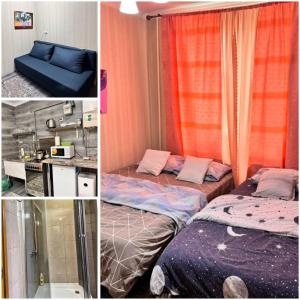 un collage de fotos de una habitación con 2 camas en Снять отель Кишинёв, en Chişinău