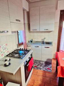 a kitchen with a stove and a sink at La Casa di Brandolice in Vivo dʼOrcia