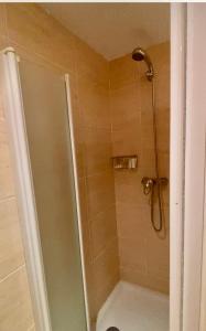 a shower with a glass door in a bathroom at Petit Baqueira 1500 a pie de pistas in Baqueira-Beret +6 photos