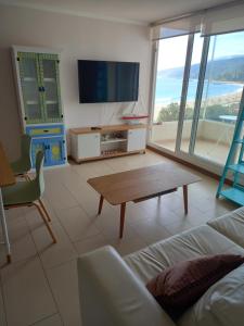 TV a/nebo společenská místnost v ubytování Papudo Laguna primera linea vista al mar