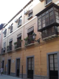 a building with windows and balconies on a street at Pensión Matilde in Granada