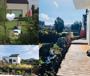 a collage of photos of a house and a garden at Wasan Stay in Jeju in Jeju