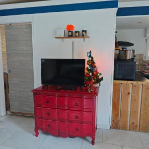 TV a/nebo společenská místnost v ubytování Gîte effet d’art