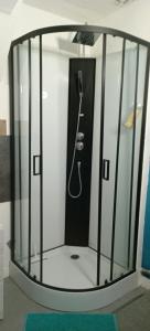 a bathroom with a shower in a glass enclosure at Appartement 1 in Saint-Germain-Laprade +16 photos