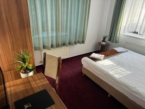 Ένα ή περισσότερα κρεβάτια σε δωμάτιο στο Vila Florilor Predeal