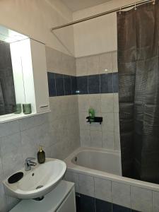 a bathroom with a sink and a bath tub at Apartman Judita in Zagreb