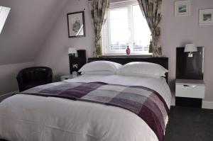 1 dormitorio con 1 cama grande y TV en Canford Crossing, en Wimborne Minster
