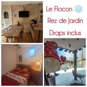 Postel nebo postele na pokoji v ubytování Le Flocon des Rousses , Joli petit Cocon en Rez de Jardin, Draps inclus