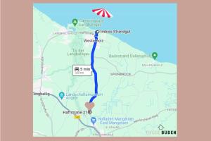 Un mapa de la caminata al santuario de ruinas en De lütte Boben, en Dollerup