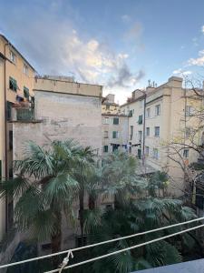 a view of a city with palm trees and buildings at La casa di Canneto in Genova
