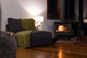 Mountain Retreat with ocean views and fireplace休息區