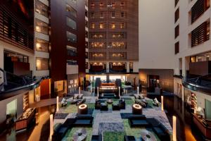 an overhead view of the lobby of a hotel at Park Hotel Tokyo in Tokyo