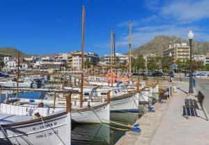 a bunch of boats docked in a harbor at House Can Diana in Campanet