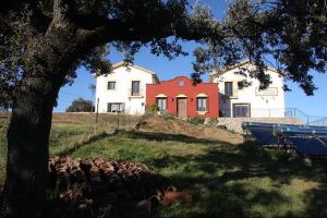 a herd of sheep in front of a house at Cortijo El Criadero in El Hoyo