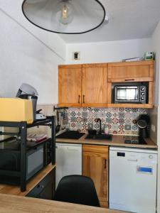 Kuchyň nebo kuchyňský kout v ubytování Agréable appartement-Résidence Le Panoramic