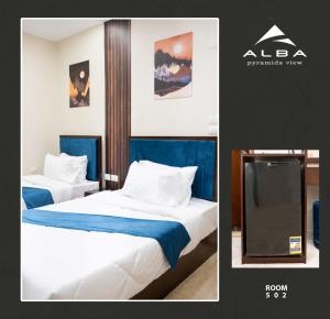 Uma cama ou camas num quarto em Alba pyramids view