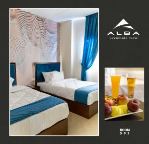 Uma cama ou camas num quarto em Alba pyramids view