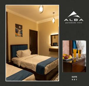 Uma cama ou camas num quarto em Alba pyramids view