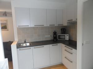 Een keuken of kitchenette bij Luxe Appartement Duinoord