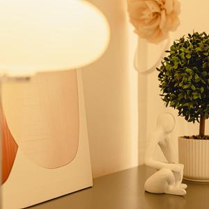 a white figurine sitting on a table next to a plant at Noddle Sun Stay in Seoul