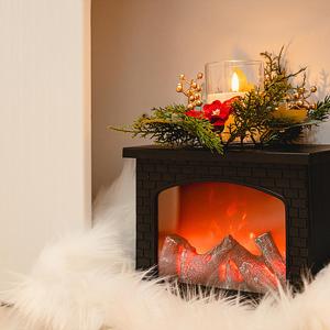a fireplace with a red with a candle at Noddle Sun Stay in Seoul