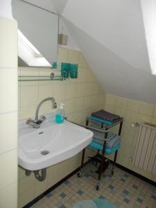 a bathroom with a sink and a mirror at Apartment Seven Ducks in Aalen +14 photos