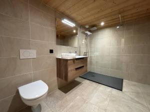 a bathroom with a toilet and a sink at La Ferme à Roger in Montriond +80 photos