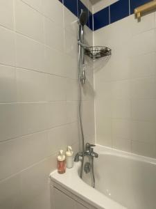 a bathroom with a shower and a bath tub at Appartement 2 pièces avec Projecteur à 100m du métro in Saint-Ouen