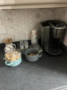 Příslušenství pro přípravu čaje a kávy v ubytování Cocoa Breeze Nook Suite