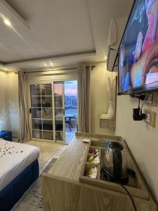 TV a/nebo společenská místnost v ubytování Pyramids Haven Hotel