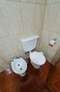 サン・アントニオ・オエステにあるCasa Tierraのトイレと洗面台付きのバスルーム