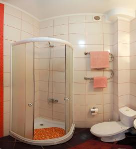 a bathroom with a shower and a toilet at VIP studio in CENTER!!! in Mykolaiv