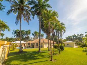 a view of a house with palm trees at Casati Pearl House, Big House With Private Pool in Bombita