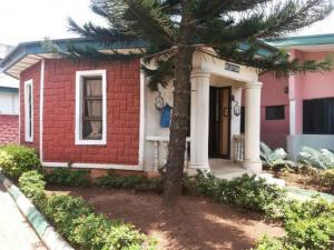 a small house with a pine tree in front of it at Garentiti Apartment-Gold Room in Asaba +10 photos