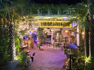 哈林海滩Hideout Hostel 2的一间有一堆植物和灯的房间