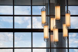 a chandelier hanging from the side of a building at AC Hotel by Marriott Orlando Downtown in Orlando