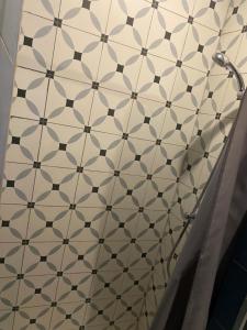 a bathroom with a hexagonal tile ceiling at Logement à Dijon nord in Velars-sur-Ouche +57 photos