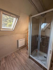 a bathroom with a shower and a window at Cosy Campagne in Saussay-la-Campagne +27 photos