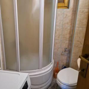 a bathroom with a shower and a toilet at Endzi in Travnik +23 photos