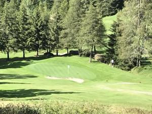 a golfer on the green at a golf course at Maison Lume in Ponte di Legno
