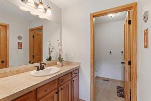 a bathroom with a sink and a mirror at Majestic Views - Steps to the Trails in Fraser +55 photos
