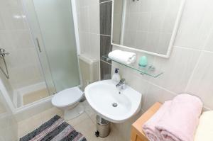 a bathroom with a sink and a toilet and a shower at House Goga in Primošten