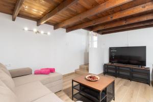 un soggiorno con divano e TV a schermo piatto di Apartment Geranio - Rural Guest Apartment a Tías