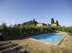 a swimming pool in a yard with a stone patio at Villa Serena in Marcialla