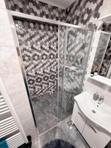 a bathroom with a shower and a sink at Apartment Saturday in Travnik +18 photos