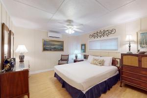 ein Schlafzimmer mit einem Bett und einem Deckenventilator in der Unterkunft Sunshine Cottage in Santa Rosa Beach