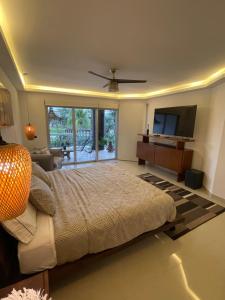 a bedroom with a large bed and a television at Mareazul Playa del Carmen in Playa del Carmen +20 photos
